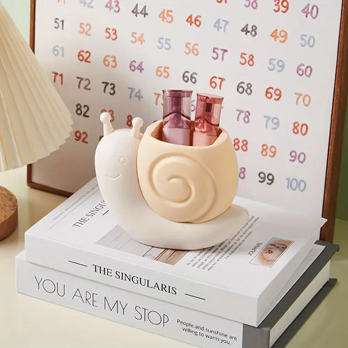 1PC Cartoon Snail Pen Holder Desktop Office Pen Cup High-Value Stationery Storage Box for Boys and Girls Makeup Brush Storage