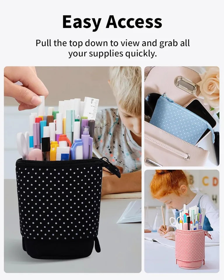 Standing Pencil Case, Telescopic Pen Pouch, Portable Pencil Holder, Kawaii Stand up Pencil Case, Spacious Pencil Pouch for School Office Supplies