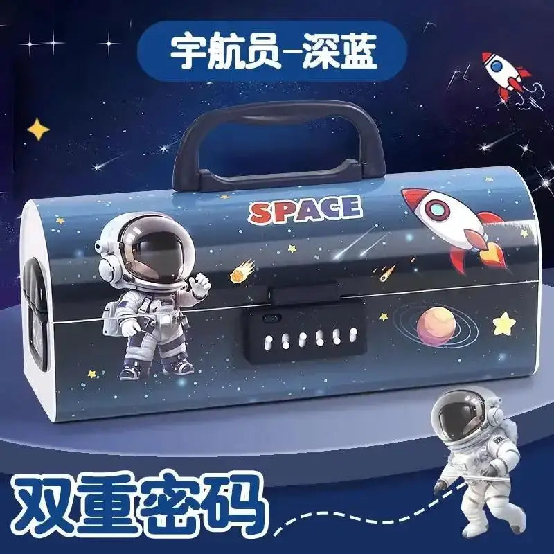 High Appearance Male Password Lock Super Stationery Box Student Pencil Case Girl Multifunctional Double Layered