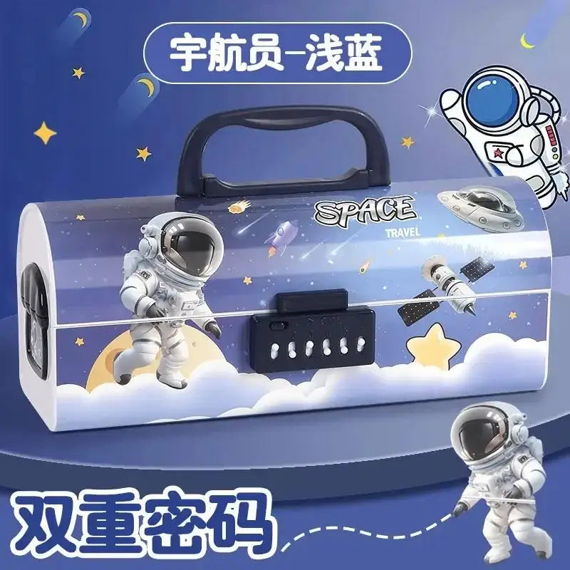 High Appearance Male Password Lock Super Stationery Box Student Pencil Case Girl Multifunctional Double Layered