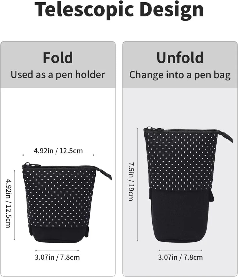 Standing Pencil Case, Telescopic Pen Pouch, Portable Pencil Holder, Kawaii Stand up Pencil Case, Spacious Pencil Pouch for School Office Supplies