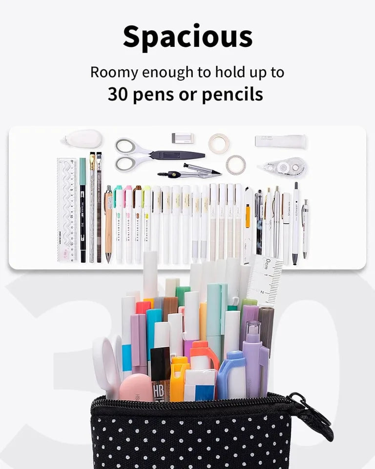 Standing Pencil Case, Telescopic Pen Pouch, Portable Pencil Holder, Kawaii Stand up Pencil Case, Spacious Pencil Pouch for School Office Supplies